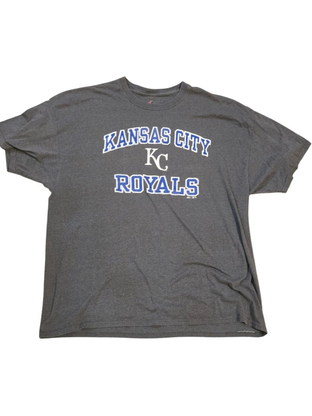 Kansas City Royals Gray T-Shirt Majestic 2XL Graphic Logo Short Sleeve AS IS